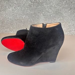 Christian Louboutin Black Suede Wedge Booties 36.5